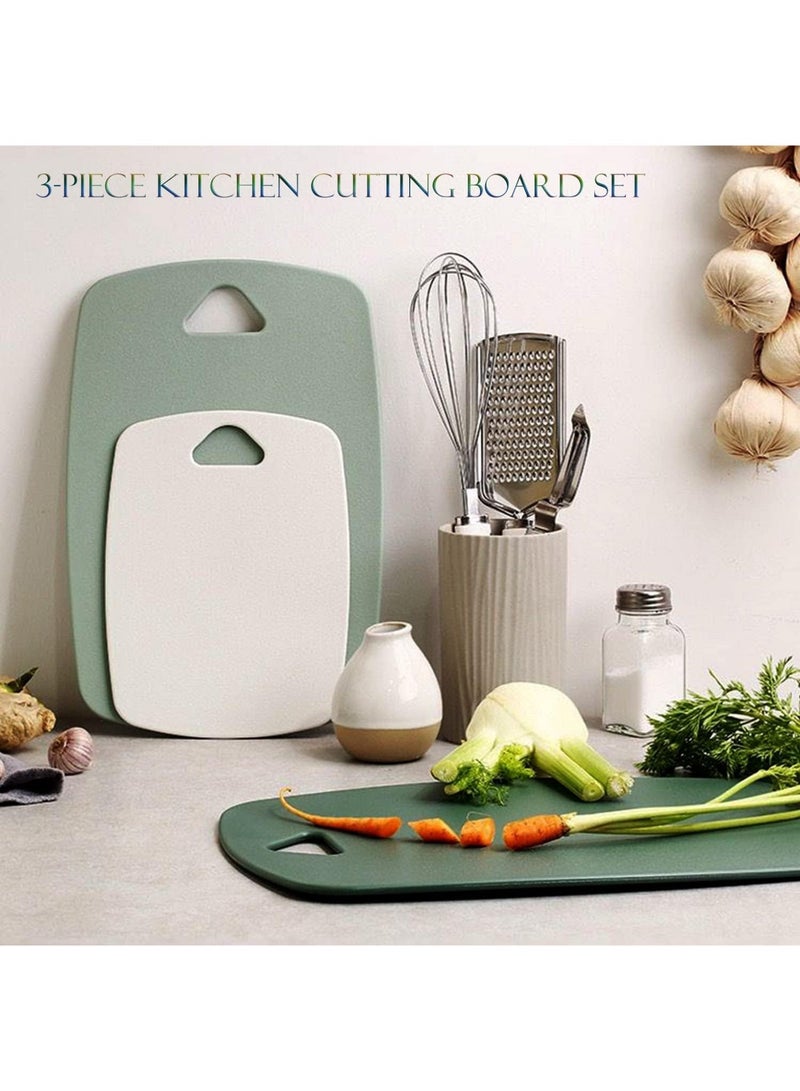 Beauenty Cutting Boards for Kitchen,Plastic Cutting Board Set of 3, Thick Chopping Boards for Meat, Veggies, Fruits, with Easy Grip Handle,Dishwasher Safe (Green, 3Pcs) - Image 4